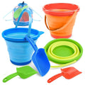 JOYIN 3 Packs Foldable Pail Bucket with Shovels & Mesh Bag, Collapsible Buckets Multi Purpose for Beach, Camping Gear, Beach Party, Fishing, and Fun Summer Activities (Orange/Blue/Green) - color: Orange/Blue/Green