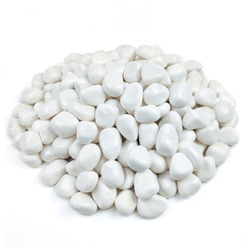 FANTIAN 10 lbs White Rocks for Landscaping, 1-2 Inch Small Pebbles for Indoor Plants, Decorative Polished River Stones for Potted, Vase and Outdoor Garden - color: White, size: 10 lbs, 1-2 Inch