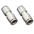 Beduan Push to Connect Fitting 3/8" OD Nickel-Plated Copper Pneumatic Air Fitting Straight Union Tube Connector (Pack of 2) - size: 3/8" OD, style: 2 Pieces