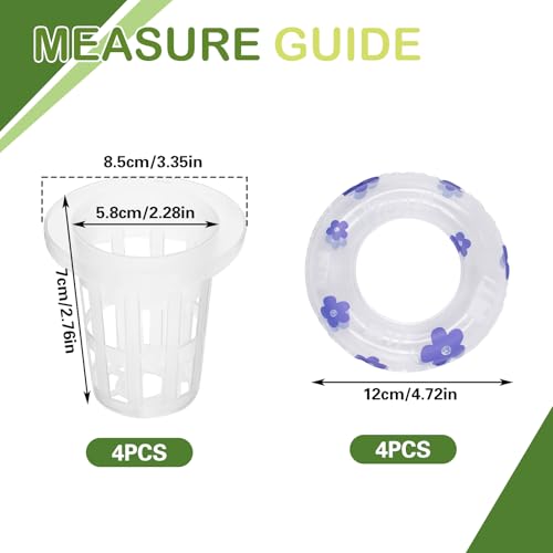 4 PCS Floating Aquarium Plant Holder, Plastic Fish Tank Basket with Floating Rings, Aquatic Pot for Fish Tank Aquaponic Plant Cultivation and Aquascape Decorations