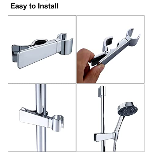 Universal Adjustable Shower Bracket, Biveah Brass Shower Head Clamp Holder for 20-25MM O.D Shower Slide Bar, Chrome, KZS010C - color: Chrome