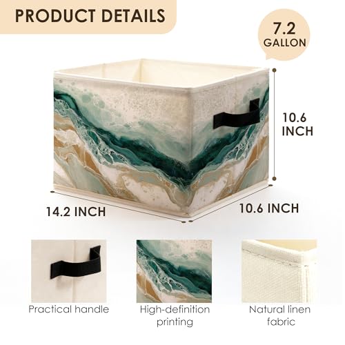 Coastal Abstract Ocean Storage Bins Box with Handles, Modern Textured Beach Waves Landscape Foldable Basket Toybox for Beach House Bedroom Bathroom Home Clothes Toys Books - color: color-6