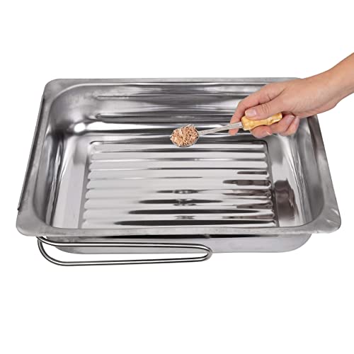 Camerons Large Stovetop Smoker - Stainless Steel BBQ Smoker Box w/Hickory & Oak Wood Chips & Recipe Guide - Indoor Outdoor Use on Any Heat for Smoking Meats, Veggies & Seafood - Grilling Gift for Men