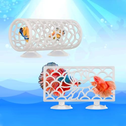 Betta Fish Tunnel, Betta Sleeping Tube Hollow Design for Small Fish & Shrimp, Betta Hammock Fish Decorations Toys for Betta Guppies Resting, Aquarium Decorations - color: White