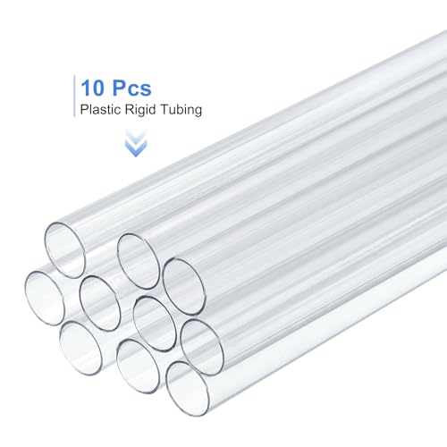 uxcell 10 Pcs Clear Plastic Rigid Tubing 9mm ID x 10mm OD, 0.5 Meters Length Round Polycarbonate Tubing for Aquarium Water Pipe, Water Cooling System, Plumbing - size: 9mm x 10mm