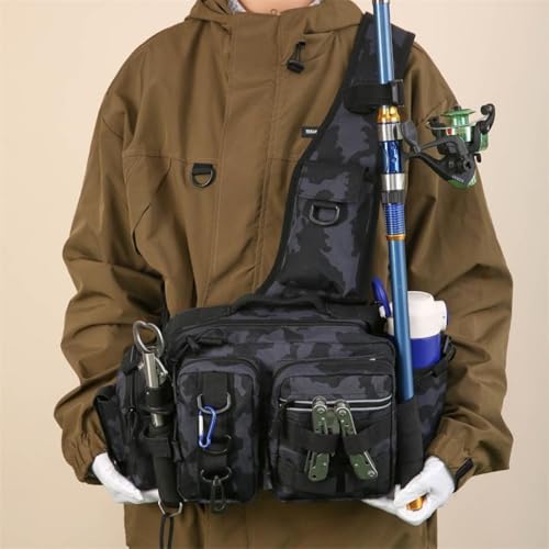 Tactical Fishing Backpack with Rod Holders,35L MOLLE Tackle Bag Water Resistant for Men and Women,Outdoor Gear Storage for Saltwater and Freshwater (Dark Camouflage) - color: Dark Camouflage