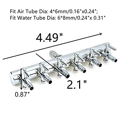 Air Flow Splitter Aquarium Stainless Steel 6 Ways Lever Control Valve - size: 6 Ways