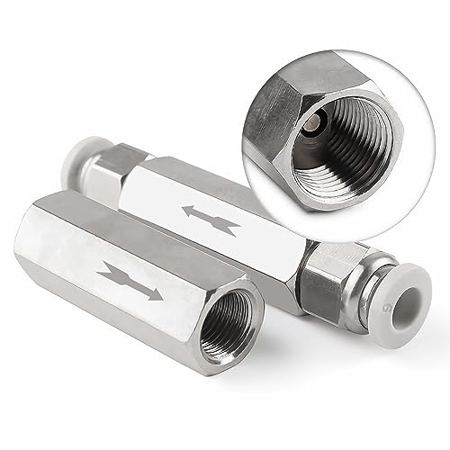 2 PCS Air Check Valve, 1/4 PT Nickel-Plated Brass Copper Non Return One Way Air Check Valve, Female Threaded Full Port - size: 1/4 PT