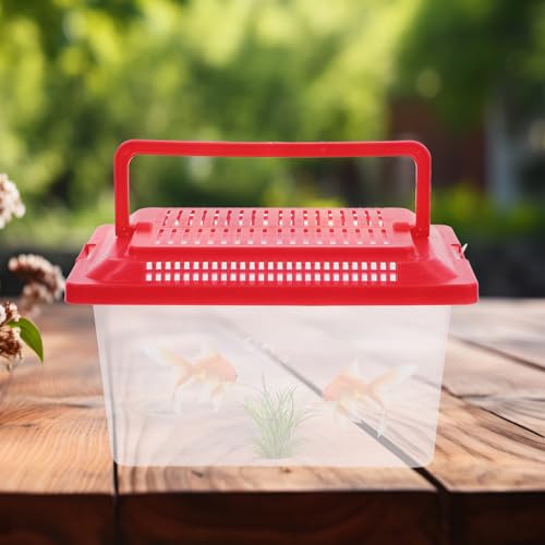 ERINGOGO Portable Fish Tank and Turtle Habitat Breeding Box, Pp Plastic Handheld Aquarium, Impact-Resistant 18x11x11cm for Small Pets and Reptiles Transportation