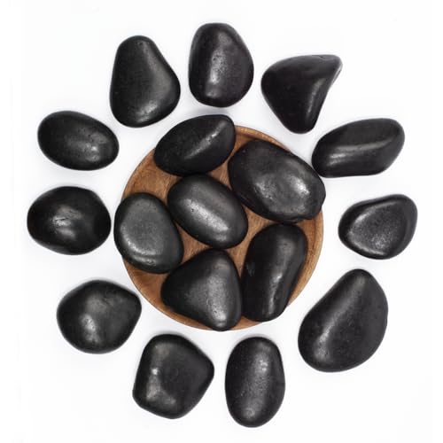 10 lbs Black River Rocks - Large Polished Black Pebbles for Plants & Garden Decorative Stones，2-3" Polished Pebbles for Landscaping, Fish Tanks, Flower Pots, Water Fountains - color: Black, size: Weight: 10 LB