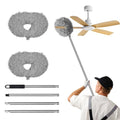 Storystore Ceiling Fan Cleaner Duster - Adjustable Duster with Extension Pole,Dusters for Cleaning Fan Blade, Walls and Cobweb (2Pcs Dusters/Grey) - color: Round&round-grey