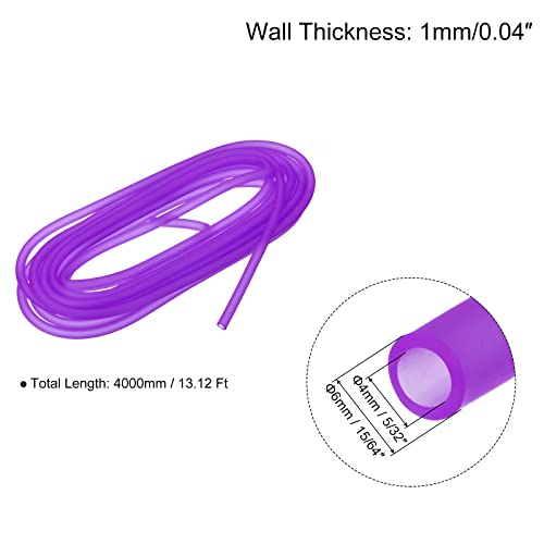 uxcell Aquarium Airline Tubing Hose 5/32" ID 15/64" OD 1Pcs 13.12 Ft Silicone Flexible Airline Tubing for Fish Tank, Terrariums, and Hydroponics, Purple - color: Purple