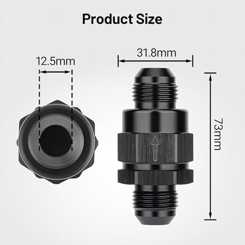 EVIL ENERGY 10AN Male Non Return One Way Inline Check Valve Fitting Aluminum Black - size: 10AN(7/8-14 UNF)