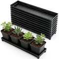 10 Pack Plastic Windowsill Plant Pot Trays (16"x5.5"x1.5"), Rectangular Window Sill Saucer with Removable Drainage Hole, Thick Plant Saucer Tray for 4 inch (10CM) Flower Seedling Pots (Black) - size: Trays (16"x5.5"x1.5") for 4 Inch Pots-10 Pack