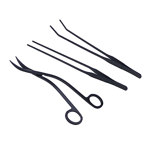3pcs Fish Tank Water Grass Scissors Set Tweezers Brush Long Handle Easy to Use for Plant Care