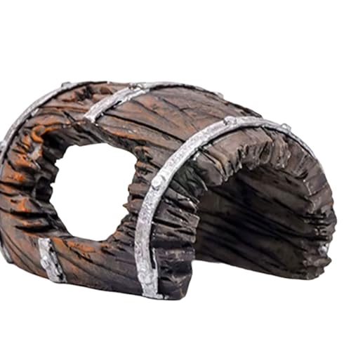 Natural Fishes Tanks Ornaments Miniature Weathered Barrels Fishes Tanks Accessory for Reptiles Enclosures Reptiles Hide Cave
