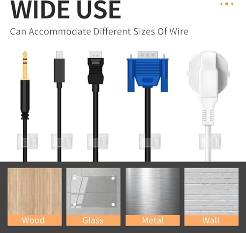 30 Pcs Clear Cable Clips Self Adhesive Backed Nylon Adjustable Wire Management Transparent Drop Wire Holder for 0.5 Inch (12.5mm) Cables - color: clear, size: for 0-0.5'' cable