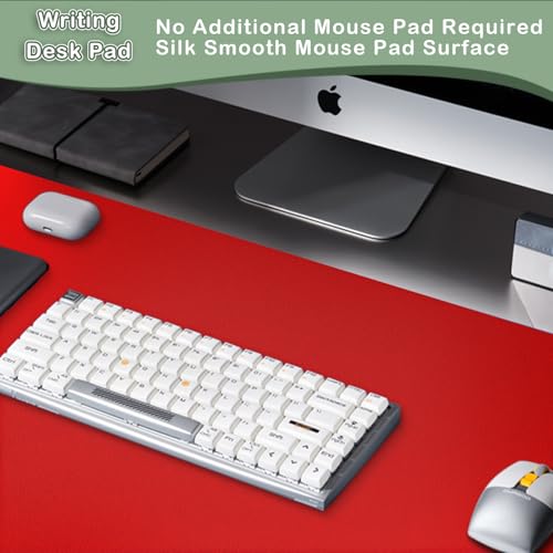 Boutilon Leather Desk Pad Protector,Non-Slip Mouse Pad,Laptop Desk Pad,Office Mouse Mat,Waterproof Leather Desk Blotter,Desk Writing Pad for Office and Home (S-Red,24"x 14") - color: Red, size: S 24" x 14"