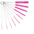 10" Lab Tube Cleaning Brush Set (10-Pack Master Kit) - Flexible Stainless Steel Handles & Multi-Size Nylon Bristles for Test Tubes, Bottles, Pipes, and Deep Detailing, Pink - color: Pink, size: 10pk - 2mm 3mm 4mm 5mm 6mm 8mm 12mm 16mm 20mm 24mm