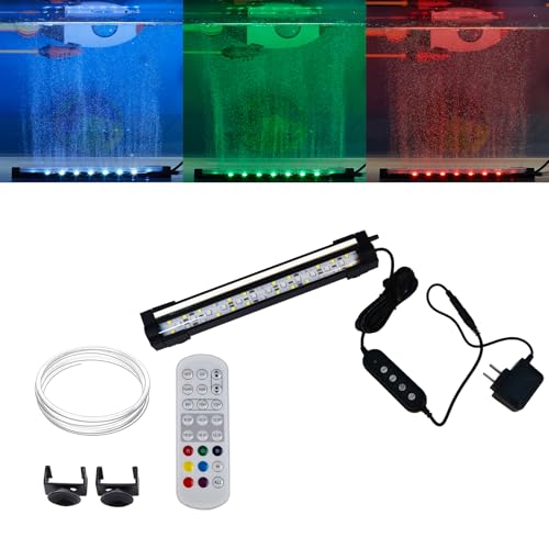 Carefree Fish Aquarium 24/7 Mode Timer Submersible LED Light Full Spectrum CRI 82~85 Tank Underwater Light & Nanometer Materials Air Stone 3Ft Tubing Waterproof Rating IP68 (No Included Air Pump) - size: 8Inch