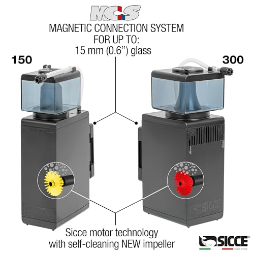 Sicce Shark Nano Protein Skimmer 300 up to 80 Gallon Saltwater Aquariums | Ultra Quiet Pump, Adjustable, Compact, Small Aquarium Marine Reef Tank