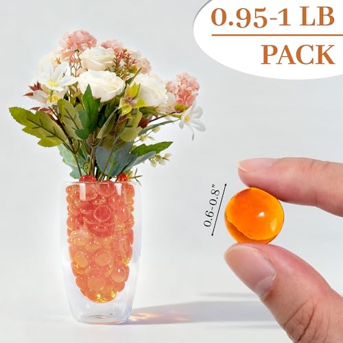 Orange Flat Glass Marbles, 0.97 lb Vase Filler Pebbles Gems, Decorative Glass Beads for Vases, Crafts, Floral, Mancala Stones, Aquarium Rocks for Fish Tank, 0.6"-0.8" (Approx. 80-100 PCS) - color: Orange