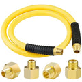 1/2 Inch x 4ft. Hybrid Air Hose with 1/2 in. MNPT Ends and Bend Restrictors, 1/2” FNPT to 3/8”&1/4”MNPT Reducer, Air Compressor Hose Fittings and Accessories