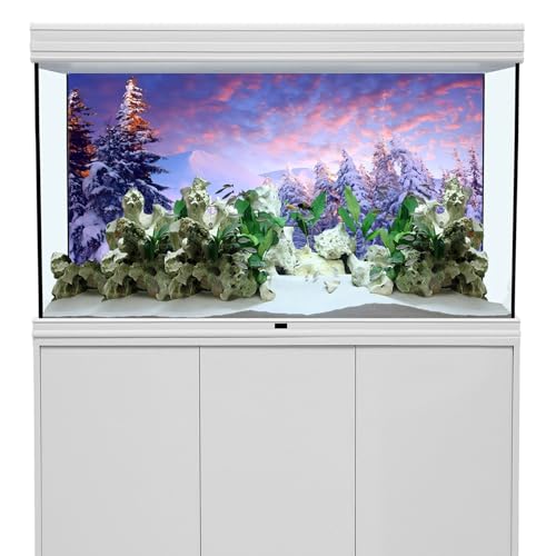 YongFoto Fish Tank Background - Winter Snow Scene Aquarium Backdrop - 36x14 inch - color: Purple 1, size: 36x14in/90x36cm