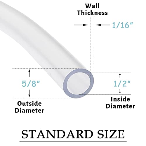 DAVCO 1/2" ID x 25ft Clear Vinyl Tubing, Low Pressure Flexible PVC Tubing, Heavy Duty UV Chemical Resistant Lightweight Plastic Vinyl Hose, BPA Free and Non Toxic - size: 1/2"ID, style: 25 Feet