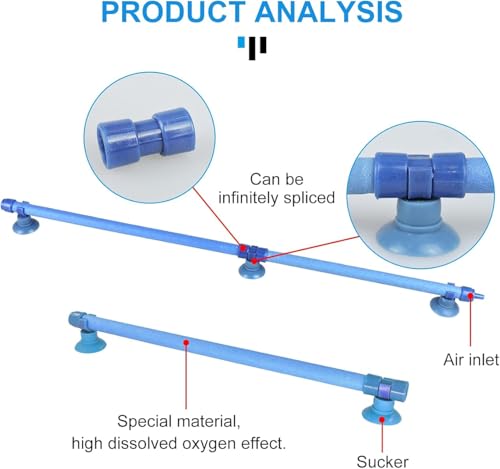2 PCs 10 Inch Aquarium Bubble Wall Air Stone Bar, Air Stone Bar Tubes with Suction Cups, Spray Aeration for Fish Tank Hydroponics Pump，Blue