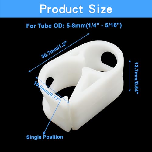 1/4" - 5/16" Plastic Tubing Clamps, 5 Pcs Tube Clamp, Peg Tube Clip, Laboratory Pinch Valve Flow Control Hose Clamp for Control Wine, Beer Bottle and Infusion Bottle (White) - size: 1/4" - 5/16"