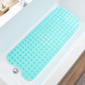 TEESHLY Bathtub Mats for Shower Tub, Extra Long Non-Slip 39 x 16 Inch Bath Mat with Drain Holes and Suction Cups, BathMat for Bathroom with Machine Washable (Clear Turquoise) - color: Clear Turquoise