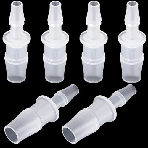 6pcs Hose Barb Reducer Fittings, 3/8" to 3/16" Hose ID Pipe Connectors, Plastic Barbed Joint Splicer Mender Adapter Union for Aquarium Laboratory Food Beverage Processing
