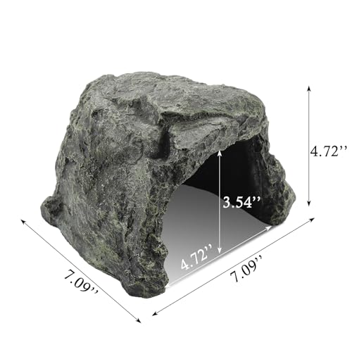 IBWell 7.1 Inch Reptile Hides Resin Tortoise Hideout for Hiding and Basking Aquarium Rock Caves for Snake Bearded Dragon Fish Lizard - size: Medium