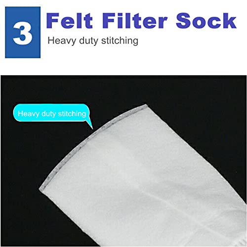 2 Pack 150 Micron 4"x9" Felt Filter Bags, 4 Inch Ring by 9 Inch Long, Aquarium Filter Socks Size 3 - size: 150 Micron