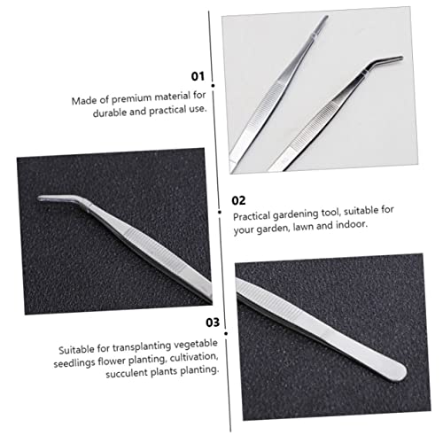6pcs Succulent Bonsai Cactus Tweezer Curved Reptile Accessories Grass Garden Reptile Feeding Aquascaping Tools Pliers Tool Flowerpot Stainless Steel Clip