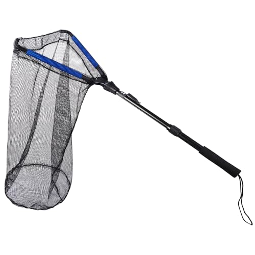 RESTCLOUD Fishing Landing Net with Telescoping Pole Handle, Fishing net Freshwater for Kids Men Women, Extend to 40-63 Inches - style: O: Aluminum Handle With Deep Net and Small Mesh, 35.4" Full
