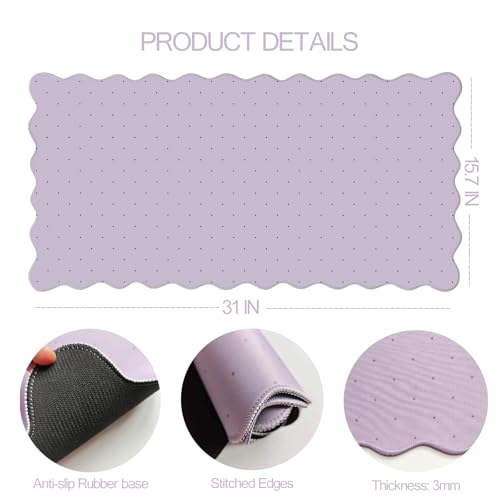 Cute Purple Scalloped Desk Mat with Polka Dot Large Mouse Pad Computer Mat Aesthetic Keyboard Mat for Desktop Laptop Protector for Office & Home - color: A8- Purple