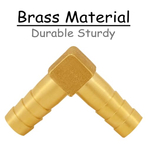 Uenede 3PCS Solid Brass 3/8"OD Barb Elbow Fittings 2-Way 90 Degree L Right Angle Block Barbed Fitting for Water/Oil/Gas - size: 3/8" Barb, style: Elbow (2-Way)