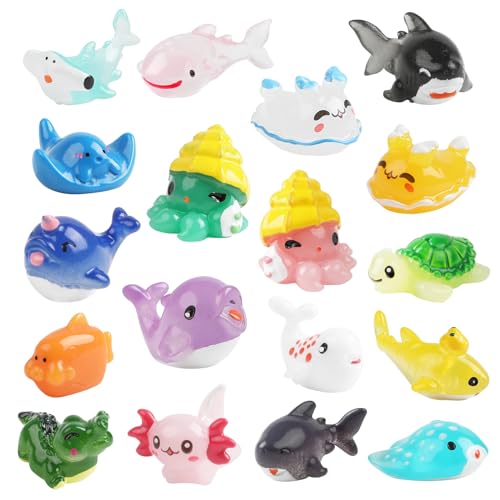 36pcs Mini Ocean Figurines,Tiny Resin Trinkets Fish Tank Decorations Birthday Party Decoration Garden Fairy Accessory