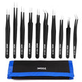 XOOL 10 PCS ESD Precision Tweezers Set, Anti-Static Stainless Steel Tweezers Kit for Electronics, Soldering, Craft, Jewelry, Model Building, Beauty - size: ESD Tweezers 10 PCS