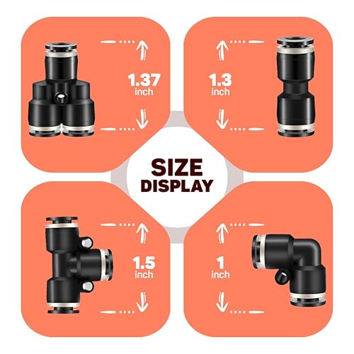 1/4 Push To Connect Fittings Y Splitter Air Line Union Push Fit Fittings Tube Fittings Pneumatic Push 10 Pack (1/4 Inch Y Splitter) - color: Black-Y, size: 1/4" OD 10 PCS