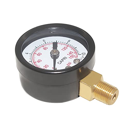 Joywayus Pressure Gauge 0 to 150 PSI Brass 1/8" Male NPT Thread Lower Mount, Multiple Function - size: 0-150PSI--1/8", style: No Glycerin Filled