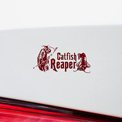 2 Pcs - Decal Stickers Of Catfish Reaper Fishing #2 (Burgundy) Premium Waterproof Vinyl Decal Stickers For Laptop Phone Accessory Helmet Car Window Mug Tuber Cup Door Wall Decoration ANDstic570832REAA - color: Burgundy, size: 6.8'' x 3.3''