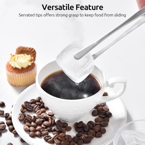 U-Taste 10in Kitchen Cooking Tweezer: 18/8 Stainless Steel Food-Grade Metal Food Tong, Seamless-Welding, Sturdy, Flexible and Non-Slip for Pasta Salad Serving, Grilling, Frying, Baking (Round Tip) - size: 10in (round tip)