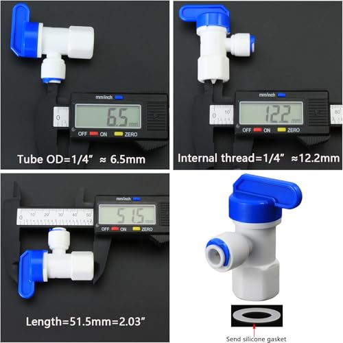 1/4" Push-Fit Ball Valve for RO Water Systems | Quick-connect switch adapter for pressure tank, reverse osmosis water filter systems, beverage dispensers & water purifiers. - size: 1/4" Pressure Tank Ball Valve