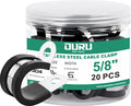 OURU 20pcs 5/8 Inch Stainless Steel Cable Clamps,Rubber Coated Cushioned Insulated Cable Clamp,Automotive Cable Wire Clamps,Pipe Clamps,Metal Clamp for Tube,Lines,Wire Cord Installation(Black,16mm) - size: 20pcs - 5/8"