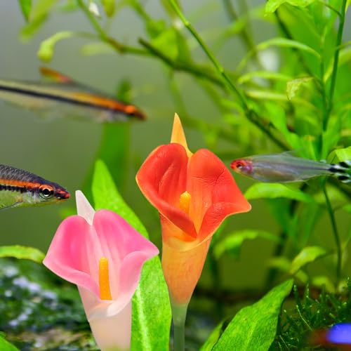 Ipetboom Betta Fish Beds, 2pcs Artificial Flowers Betta Hammock Betta Fish Leaf Hammock