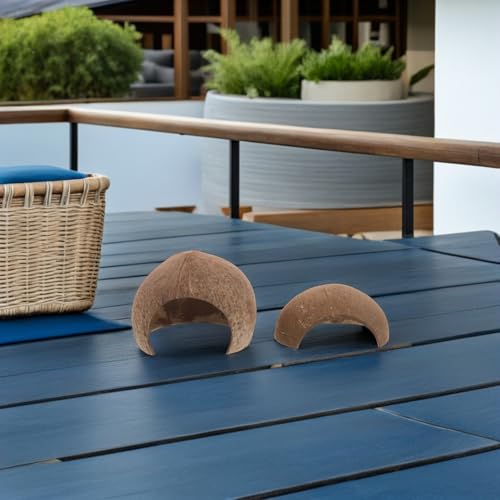 GANAZONO 4pcs Reptile Hideouts Coconut Shell Hide Boxes, Natural Tank Accessories with Large and Small Sizes, Shelter Caves for Bearded Dragon, Leopard Gecko, Hermit Crab Habitat