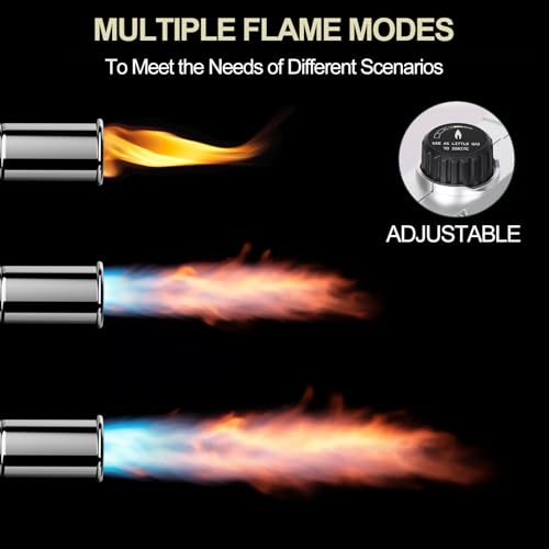 Semlos Propane Torch Head, Powerful Flame Thrower Gun, Adjustable Charcoal Lighter, Searing Torch for BBQ, Camping, Welding (Propane Tank Not Included) - color: Black